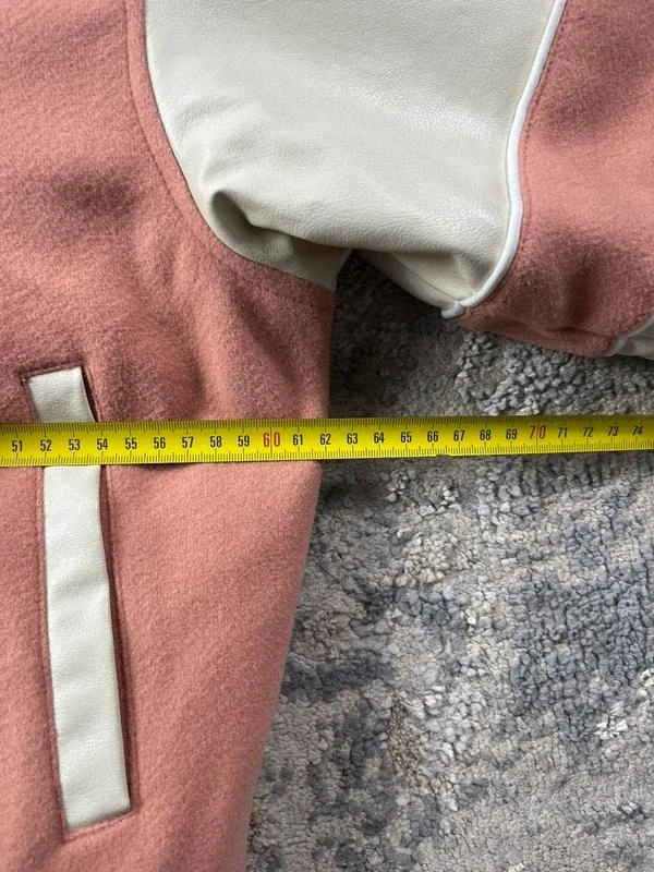 Chaqueta Varsity vintage Y2K rosa beige bordada con doble cremallera talla S – photo 13